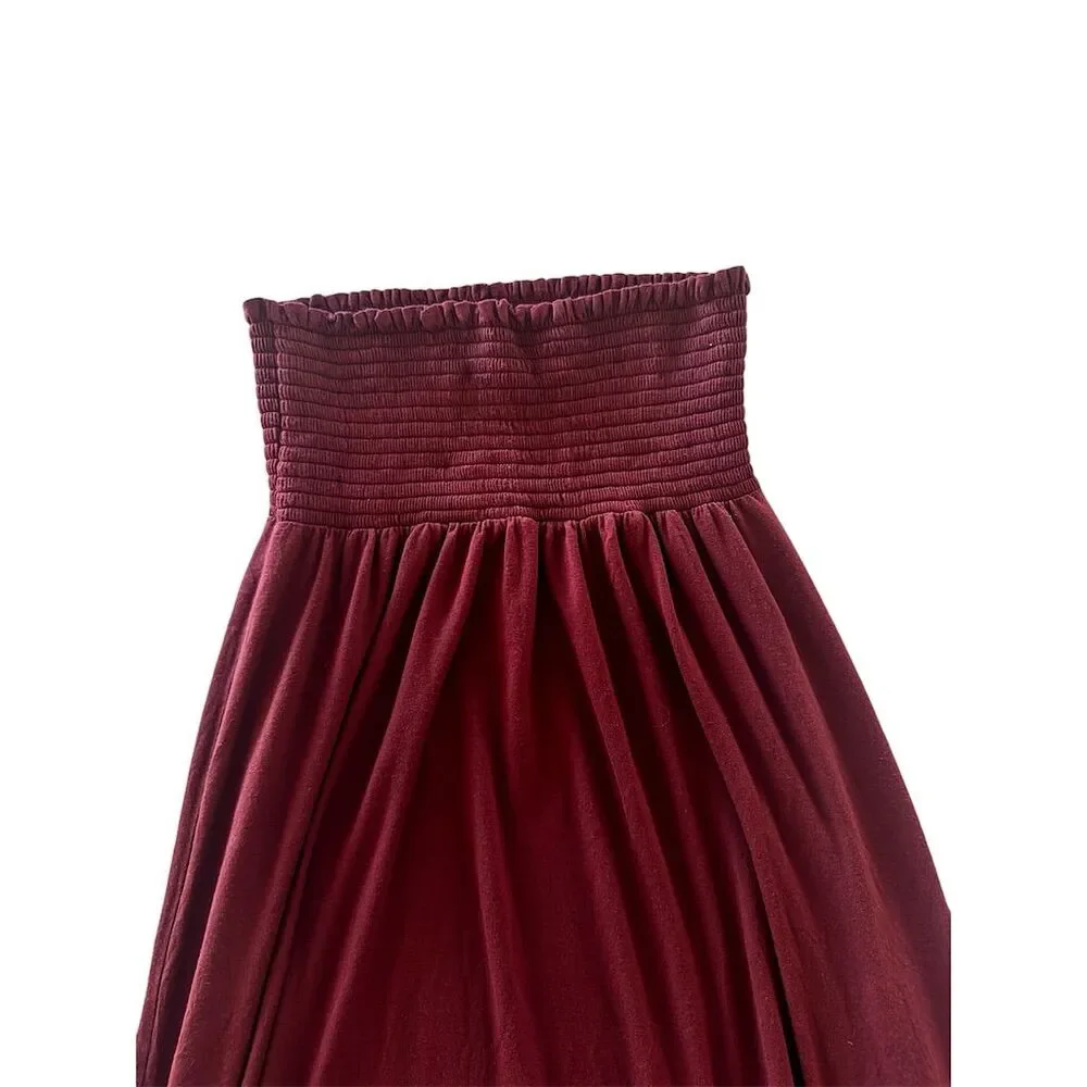 GAP Women's Strapless Ruched Midi Dress Rust/Brown Size 2 - Picture 2 of 2